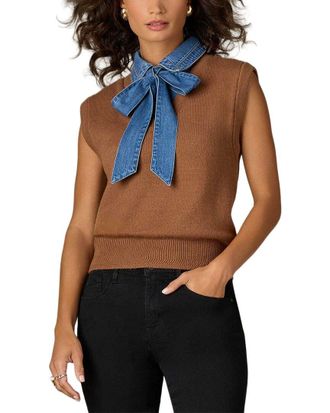 Wit & Wisdom Wit & Wisdom Sleeveless Collared Mix Media Sweater Vest