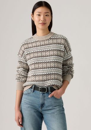 Levi's Rundhalspullover LEVIS INES SWEATER NEUT, Damen, Gr. L (40), braun, Strick, Obermaterial: 34% Baumwolle, 34% Wolle, 32% Polyamid, Jacquardmuster, norm