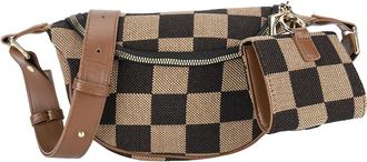 Generic Women Men Canvas Crossbody Bag Adjustable Strap Shoulder Bag Checkerboard Sling Bag with Zipper Chest Bag for Travel