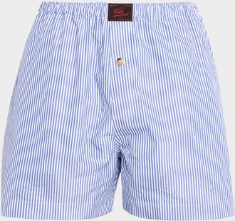 Willy Chavarria Men & apos;s Willy Woven Label Stripe Pull-On Shorts
