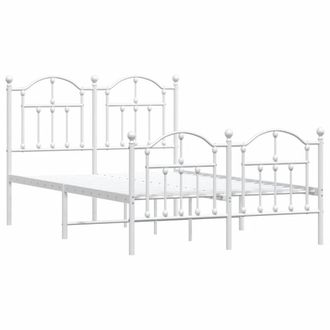 Berkfield Home Metal Bed Frame with Headboard & Footboard White 120x200 cm | Size: Small Double