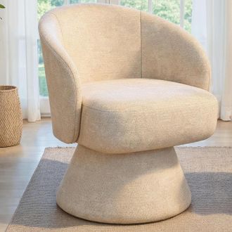 IDMarket Sill&oacute;n Giratorio Cyrus En Tejido De Chenilla Beige