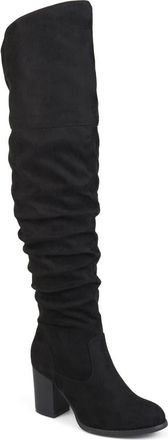 Journee Collection JOURNEE Kaison Ruched Tall Boot in Black at Nordstrom Rack, Size 8.5 Regular Calf