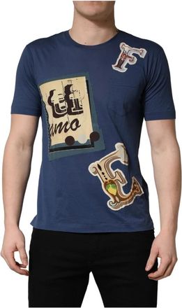 Dolce & Gabbana Short Sleeve Crew Neck T-Shirt - Heren - T-shirts - Blauw - S - Katoen - Tops
