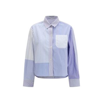 E.L.V. Denim Blue Cotton Pattern Womens Shirt