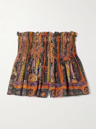 Isabel Marant Minigonna In Georgette Arricciato Con Stampa Paisley Dova - Arancione