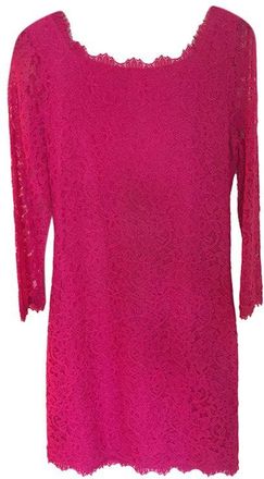 Diane Von F&uuml;rstenberg Hot-Pink Corded Lace Dress Size S
