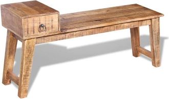 vidaXL Vidaxl - Banco con cajón madera maciza de mango 120x36x60 cm