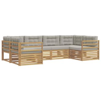 vidaXL Conjunto De Sof&aacute;s De Exterior 6 Pcs Blanco Y Gris Claro Vidaxl