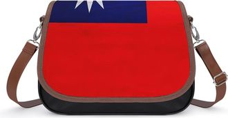 Generic Taiwan Flag Wood Small Womens Crossbody Bags Shoulder Handbag with Adjustable Strap for Travel