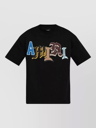 Amiri silk blend crew neck graphic t shirt