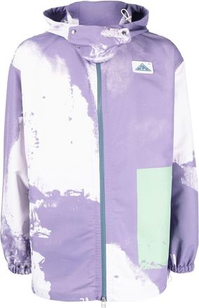 OAMC tie dye-print zip-up hooded jacket - men - Polyester - L - Purple