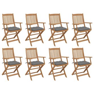vidaXL Vidaxl - Sedie Da Giardino Pieghevoli 8 Pz Con Cuscini Massello Acacia