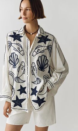 Farm Rio Fresh Fish Buttondown Shirt
