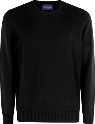 Drumohr Black Double-Ply Merino Wool Crew Neck Sweater