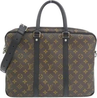 Louis Vuitton Pre-owned Monogram Macassar Porte-Documents Voyage Briefcase - Heren - Vintage Handtas - Bruin - ONE Size - Leer - Vintage