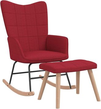 vidaXL Silla mecedora con reposapiés tela rojo tinto Vidaxl