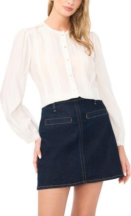Vince Camuto Lace Pintuck Top in Ultra White at Nordstrom, Size Xx-Small