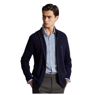 Polo Ralph Lauren Zip-throughs - Heren - Vesten met rits - Blauw - L - Wol - Hoodies & sweatvesten