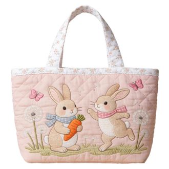 Generic Vintage Quilted Tote Bag,Cute Animals Print Cotton Shoulder Bag,Canvas Book Print Shoulder Bags for Vacation Shopping