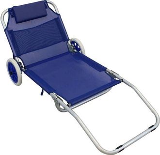 COSMA Cosma - Tumbona 145x52x62h Azul De Metal Silla Con Funci&oacute;n De Carrito