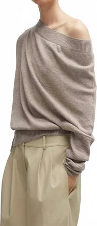 CORDERA Merino Wool Off Shoulder Sweater In Taupe