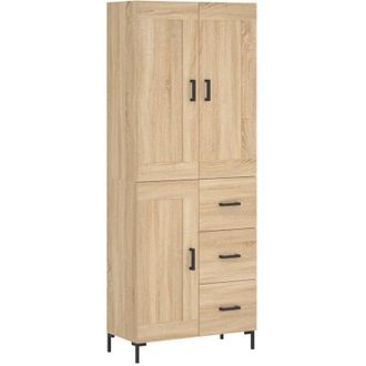 vidaXL Vidaxl - Aparador Alto Madera Contrachapada Color Roble 69,5x34x180 Cm