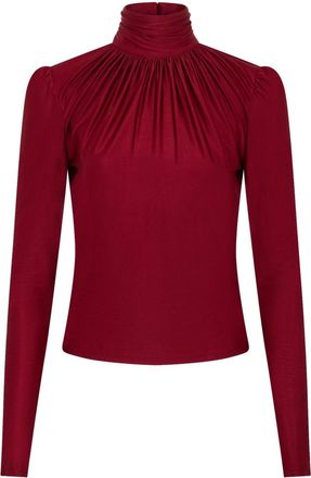 Paco Rabanne high-neck draped top - women - Viscose/Elastane - 40 - Red