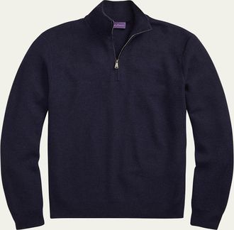 Ralph Lauren Purple Label Mens Wool Half-Zip Polo Sweater