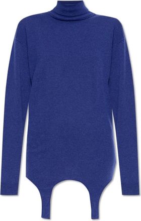 Saint Laurent Trui met jarretelbandjes - Dames - Cashmere truien - Blauw - S - Kasjmier - Truien & Vesten