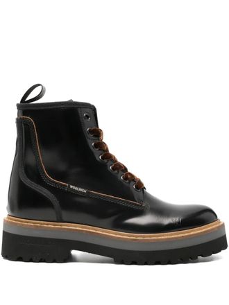 Woolrich lace-up combat boots - women - Calf Leather/Calf Leather/Rubber - 38.5 - Black