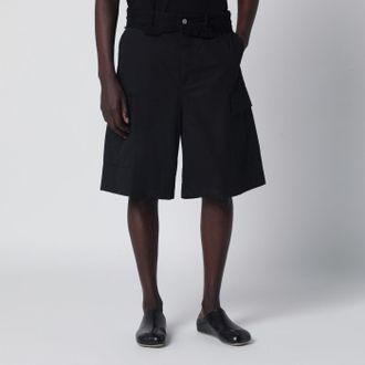 Maison Margiela Bermuda cargo nero in misto lana