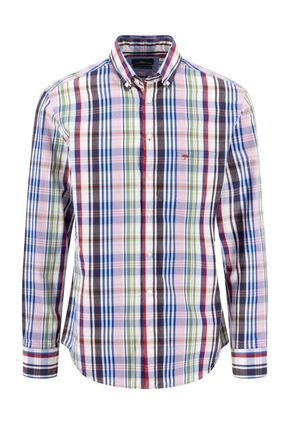 Fynch-Hatton Fynch-Hatton Mens LONG SLEEVED SHIRT CRANBERRY RED CHECK Cotton - Size X-Large