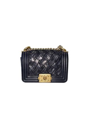 Chanel Paris Versailles black woven leather Micro Boy bag