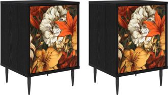 vidaXL Mesa De Noche Gennep 2 Uds. Roble Negro 36 X 33 X 51 Cm Vidaxl