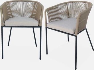 Sweeek Sill&oacute;n De Jard&iacute;n De Cuerda Y Acero Galvanizado, Set De 2