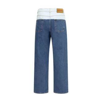 Marni Mens Blue Cotton Straight-Leg Jeans Clothing