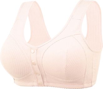 Generic Front Fastening Bras for Women Plus Size Non Wired, Bras for Elderly Women with Sagging Breasts Solid Color Push Up Bras for Women Padded Super Comfor