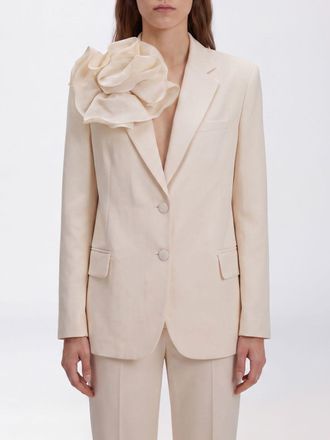 Magda Butrym Cotton and Silk Blazer with Floral Appliqu&eacute;