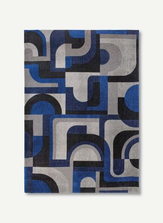 Louis De Poortere Dise&ntilde;o De M&oacute;dulos - Alfombra Geom&eacute;trica Nuance - Hecha En B&eacute;lgica - Acabado A Mano - Antideslizante Natural - 100% Poli&eacute;ster - Azul Weimar - 280 X 390