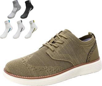 Generic Mens Business Casual Shoes Lace up Oxfords Sneakers Comfortable Mesh Dress Walking Shoes, Lightweight Breathable Soft Sole (Khaki,11.5)