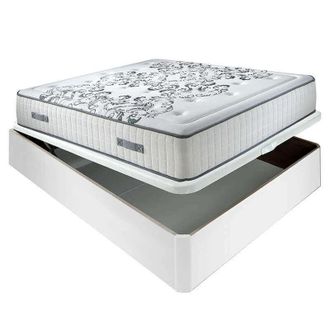 Colchones Aznar Colch&oacute;n Muelles Ensacados Queen 28 Cm Acogida Gradual + Canap&eacute; Abatible Madera 3d Transpirable Altura 34 Cm Blanco - 135x182 Cm
