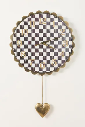 MacKenzie-Childs Check Heart Pendant Wall Clock