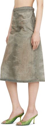 Diesel Midi skirt in cotton-hemp satin denim - Skirts - Woman - Grey