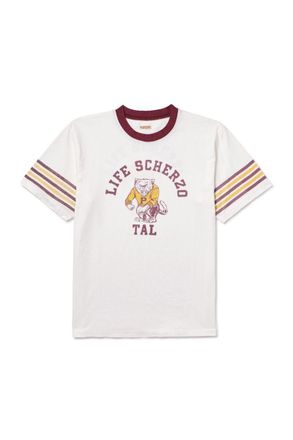 KAPITAL Piped Printed Cotton-Jersey T-Shirt