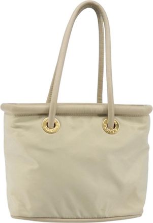 Celine Handbag Nylon Beige Nylon Handbag (Pre-Owned)