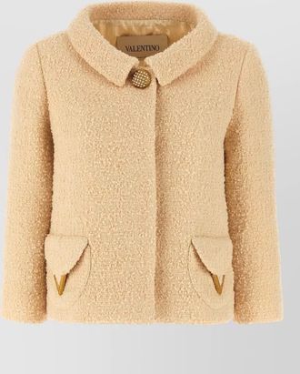 Valentino Garavani tweed blazer coat collar detail pockets