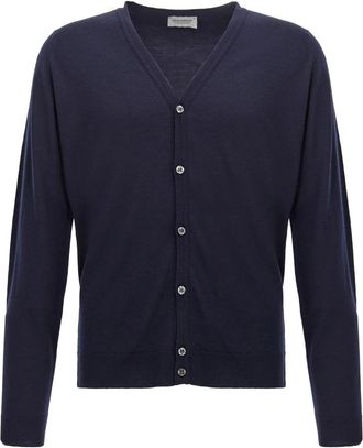John Smedley Petworth Cardigan - Heren - Vesten - Blauw - S - Wol - Truien & Vesten