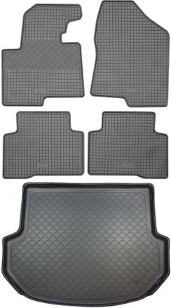 OEM Hyundai Santa Fe Iii Dm Suv (5 Puertas) De 09.2012 A 07.2018 Set - Alfombrillas De Goma Para Coche + Alfombrilla Para Maletero