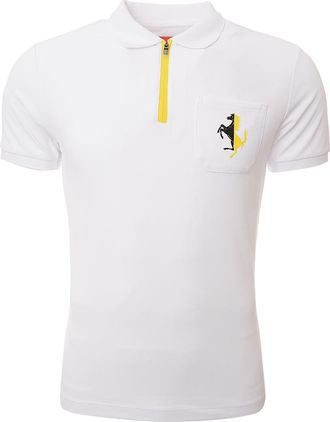 Ferrari Mens Short Sleeve Polo - White - Size Small